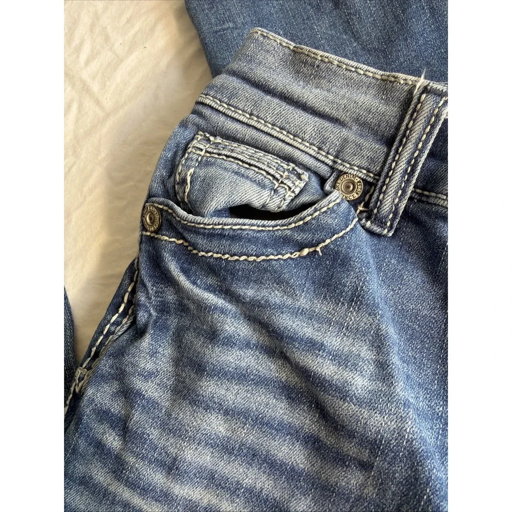 BKE Denim Conner Straight Leg Jeans Girls 6‎ Y2K Embroidered Pocket Western